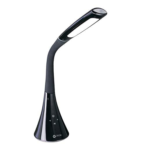 OttLite Swerve LED Desk Lamp with USB Charging, 3 Color Modes, Long-Lasting ClearSun LED, Flexible Neck, Touch Activated, Flexible Neck, Desk Light for Home Office, Reading