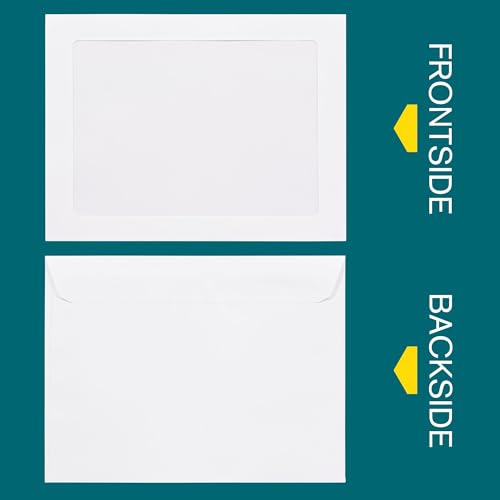 50 Pack Large 9x12 Window Envelopes for Photos & Documents - White