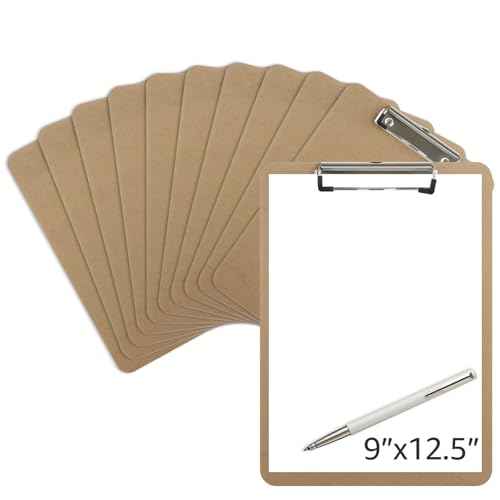 MIVIDE Clipboards, 23 Pack Hardboard Office Wood Clipboards Bulk, Letter Size Clipboard with Low Profile Clip, Clipboard with Hang for Classroom, School, Home, Office Supply