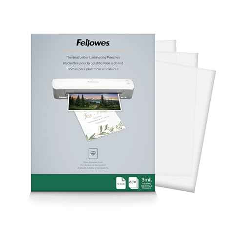 Fellowes Thermal Laminating Sheets, 3mil Letter Size Pouches, 9 x 11.5, 200 Pack, Clear (5743401)