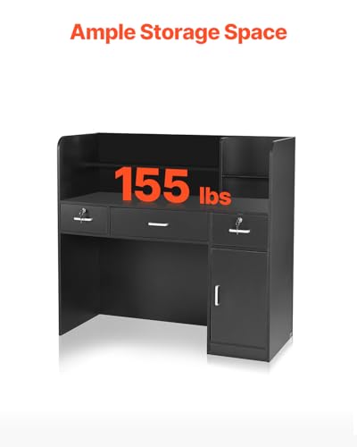 VEVOR Reception Desk 47 Inch Front Counter Table - Black