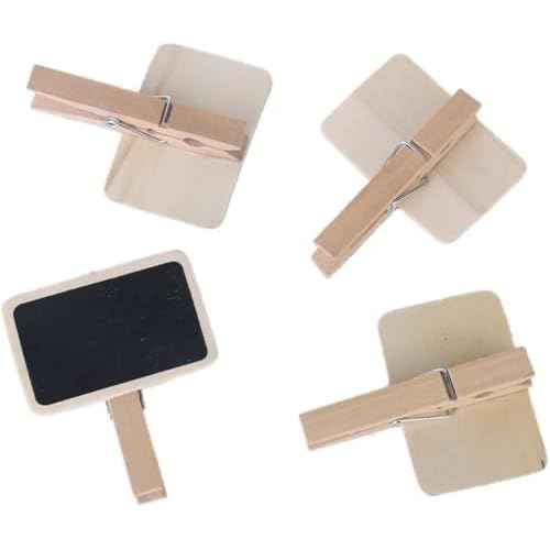 20 Pieces Mini Chalkboard Signs with Clips, Wooden Rectangle Message Boards,with Clip Message Chalk Board Tag Signs Clips Basket Labels Clip for Memo,Note Taking