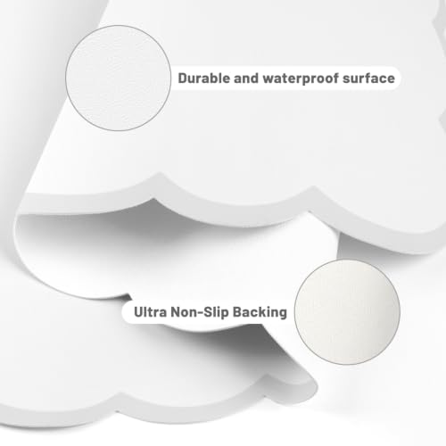 Yuhijoy Beige Scalloped Desk Mat 31.5x15.7-inch Large Mouse Pad for Office & Gaming