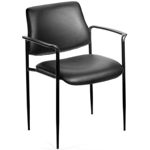 BOSS Square Back Diamond Stacking Chair W/Arm in Black Caressoft