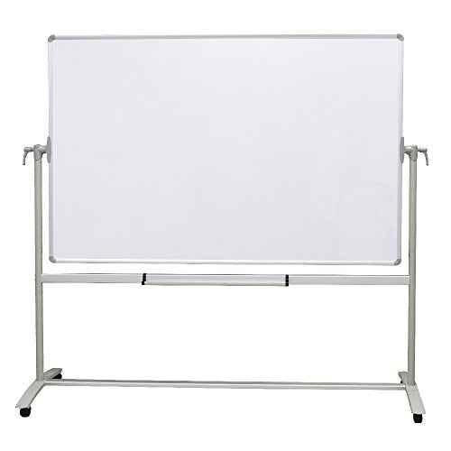 VIZ-PRO Double-Sided Non-Magnetic Office Whiteboard/Mobile Easel, 72 x 48 inches, Steel Stand