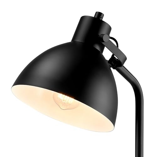 GLOBE Electric 60" Floor Lamp, Matte Black, On/Off Rotary Switch on Socket, 6-Foot Black Cord, Reading Light, Bedroom, Living Room, Home Decor