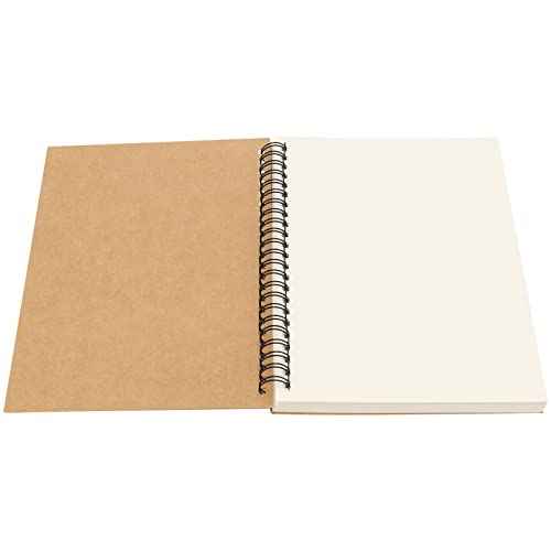 HOZEON 25 Pack A5 Unlined Spiral Notebook, 8.3 x 6 Inches Blank Sketch Books, Journal Notebooks with Kraft Cover, 100gsm Notepads Bulk for Office, School, Travel, 60 Sheets / 120 Pages, Brown