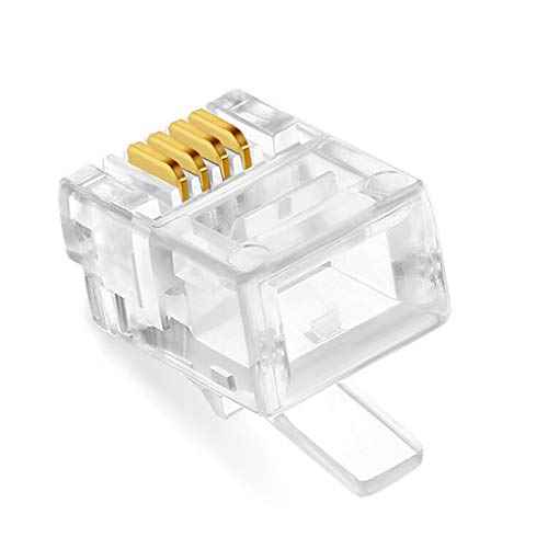 NECABLES 20Pack Telephone Modular Plug RJ11 6P4C Connector for Phone Line Cord (Compatible with Both Solid and Stranded Wire)