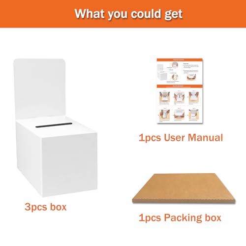 White 3-Pack Raffle Ticket & Donation Box Set with Removable Header