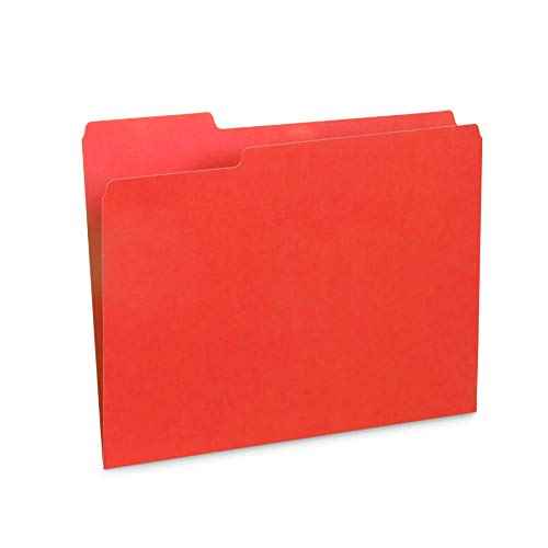Blue Summit Supplies Red File Folders - Letter Size, 1/3 Cut Tabs, Durable 11pt Paper, Uncoated Red, Office & Home Organization
