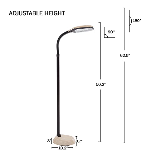 Lavish Home Adjustable Floor Lamp for Bedroom with Bendable Neck - Full Spectrum Natural Sunlight Lamp for Office and Living Room - Reading, Craft, and Esthetician Light (Light Woodgrain)