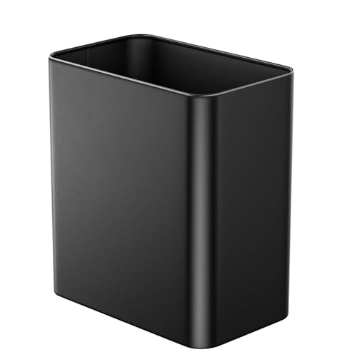Veelesa Black 2.4 Gallon Slim Metal Trash Can - Small Wastebasket for Bathroom, Kitchen, Office, RV, Under Sink