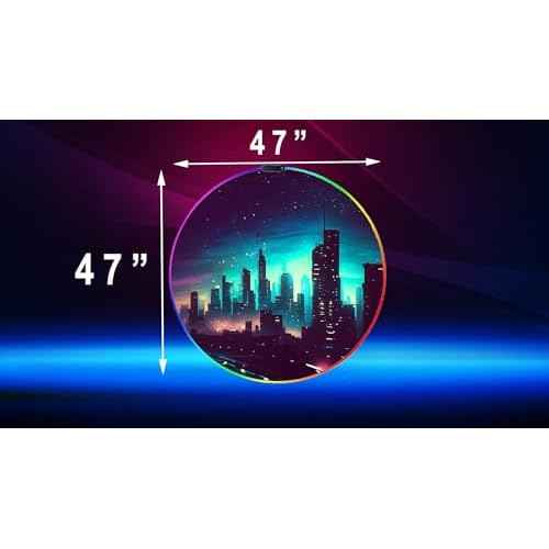 Gaming Chair Mat LED RGB Gaming Lights (Skyline 47¡±) - Noise Cancelling, Anti-Slip Gamer Floor Mat ? Scratch Resistant Computer Gaming Mat for Chair ? Office Chair Mat for Hardwood Floor