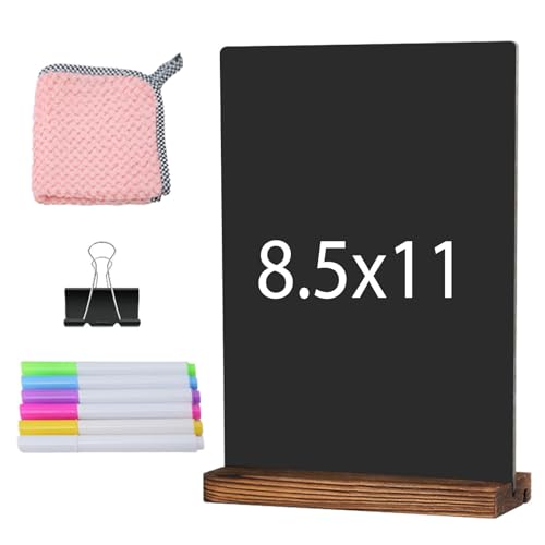 JDEA Double-Sided Wooden Desk Chalkboard Sign 9x11.5 Inches with Base