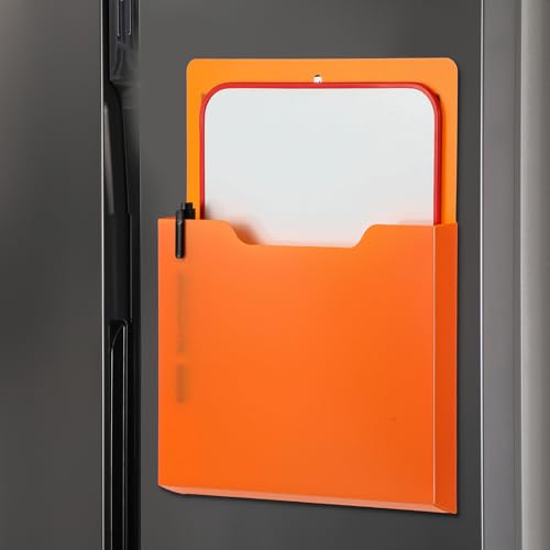 8 Pack Magnetic File Paper Holder High Design Pocket Magnetic Wall File Organizer Hanging Refrigerator Magazine Mail Letters Paper Holder for Teacher Office Classroom Supplies(Classic Color)