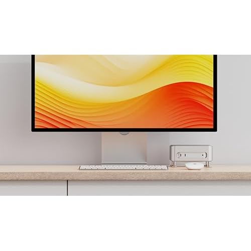 Mac mini M4 Box Holder with Power Switch, a Tailored Aluminum Stand case with Open Space airflows, Horizontal Space-Saving Design, Patent Pending - (Silver)