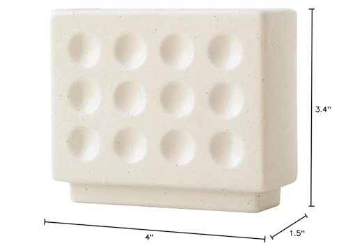 WENSHUO Abstract Square Face Pen Holder, Modern and Minimalistic Desk Accessories (Matte Crème)