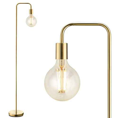 BoostArea Industrial Gold Standing Lamp, 63 Inch, E26 Socket, On/Off Footswitch, ETL Listed, Modern for Bedroom, Living Room, Minimalist, Vintage, Mid-Century, Boho, Metal