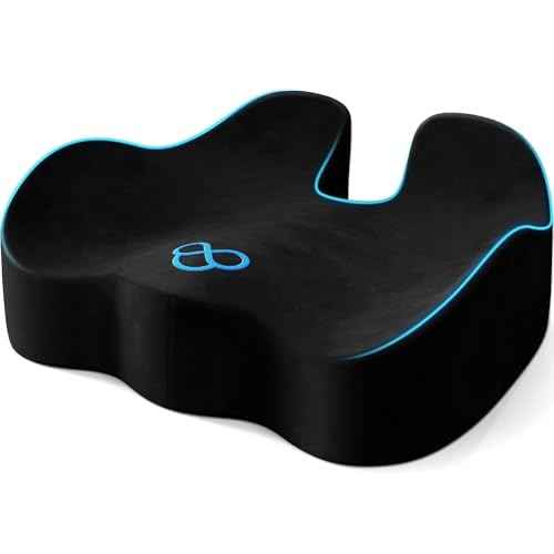Seat Cushion with Carry Handle, Memory Foam for Tailbone/Sciatica Easing, Chair Cushions for Cars, Desks, Office Chair Cushion with Non-Slip Design, Ideal for Post-Surgery Recovery (Black)