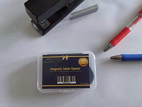 OZXTYO 3 Pack Magnetic Letter Openers for Envelopes - Black, Safety Blade, Strong Magnet