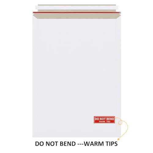 25 Pack 13x18 inch Large Rigid Mailer Self Seal Photo Document Mailers, Stay Flat White Cardboard Envelopes White Photography Mailers for CD, Photos, Document