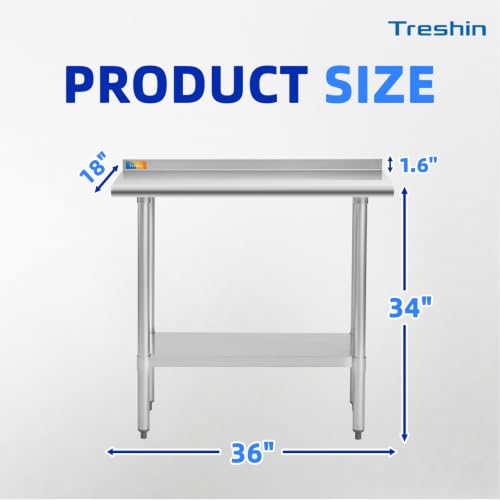 Treshin 18x36-Inch Stainless Steel Commercial Prep & Work Table