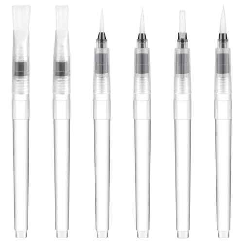 6 Pcs Envelope Moistener Letter Sealer Envelopes Sealer Pencil Style Envelope Moistener, Stamp Moistener with Nylon Brush Head Stamp Mailing Envelope Licker for Office Classroom, Clear