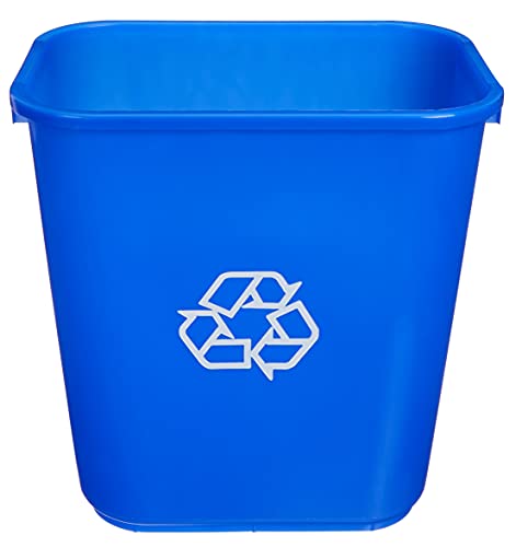 Amazon Basics 7 Gallon Rectangular Recycling Wastebasket, Pack of 2, Blue