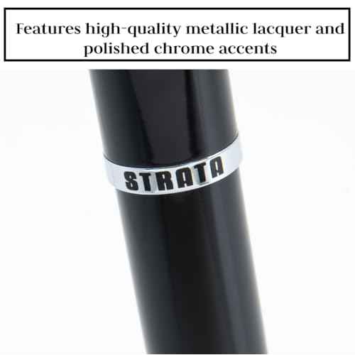 Monteverde USA Strata Fountain Pen, Ball Pen Set Black | Broad Nib | Free Gel Refill, Ink Bottle & 3 Free Cartridges