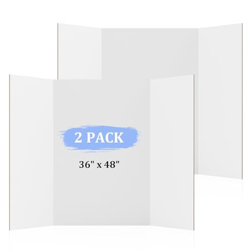 AKONEGE 2 Pack 36x48 White Trifold Poster Board for Presentations & Projects