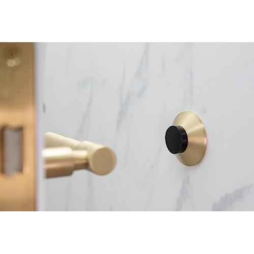 EVI Door Stoppers | Brass Door Handle Stopper - Adhesive and Screw Fastening - Protector Rubber - 1.77 x 0.66 Inch Door Stopper