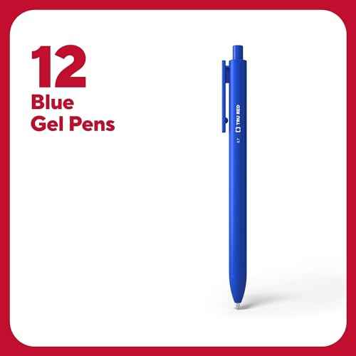 TRU RED Staples Retractable Quick Dry Gel Pens, Medium Point, 0.7mm, Blue, Dozen (TR54499)