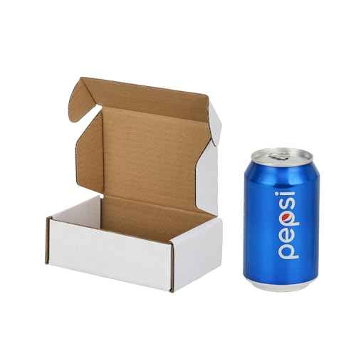 50 Pack 6x4x2 inches Small Shipping Boxes, Kraft Corrugated Cardboard Boxes for Mailing Packing, White