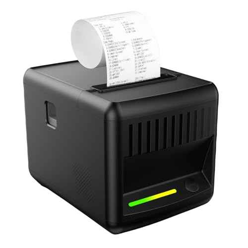 POS Receipt Printer, 80mm Thermal Printer with Auto Cutter, Large-Capacity Paper Bin, Wall-Mountable, High-Speed Printing, Compatible with Square, Shopify, Cash Drawer, Fits Catering/Retail/Logistics