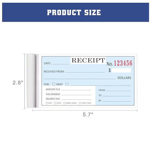 Yeplan 2 Packs 2-Part Carbonless Receipt Book 2.8x5.7 in Blue/Yellow Copies