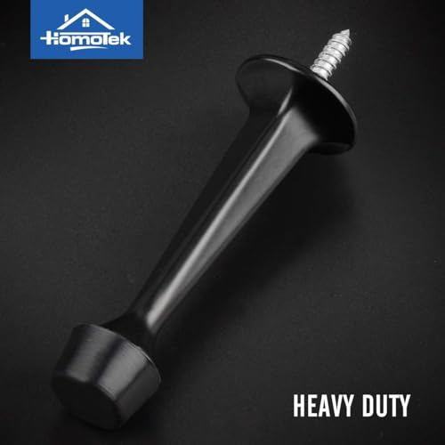 HOMOTEK 30Pack Heavy Duty Solid Rigid Door Stop with Soft Rubber Tip, Zinc Die Cast Door Stopper Protect Wall & Door, Black