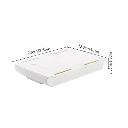 1pc Hidden Adhesive Drawer Storage Box Under The Desk, Fixed Square Office Stationery, Makeup Pen, Drawer Style Non Perforated Anti theft Storage Box Under The Desk