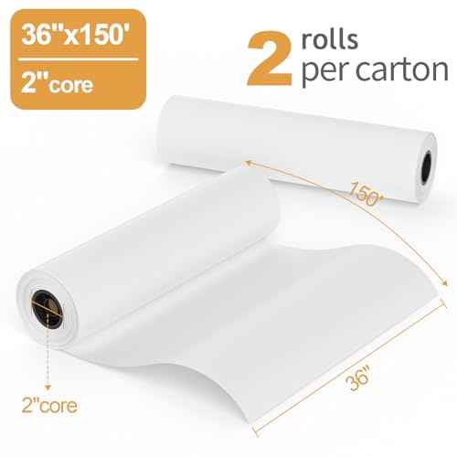 Wide Format Paper 36 in x 150 ft CAD Bond Rolls, 2 Rolls Plotter Paper on 2" Core for CAD Drawings, Engineering Plans, GIS Maps & Architectural Designs