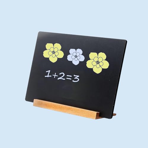 2 Pack 8.7x12 Inch Desktop Chalkboards with Wooden Holders - Versatile Message Signs
