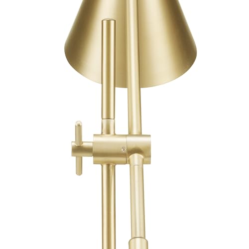 GLOBE Electric x Novogratz 52887 18" Desk Lamp, Matte Brass Finish, Adjustable Height, Balance Arm, Rotary Switch on Shade, Modern Lighting for Bedroom or Office, E26 Base 50W Bulb