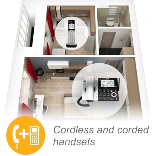 AT&T CL84307 Expandable Corded/Cordless Phone with 3 Handsets, Smart Call Blocker