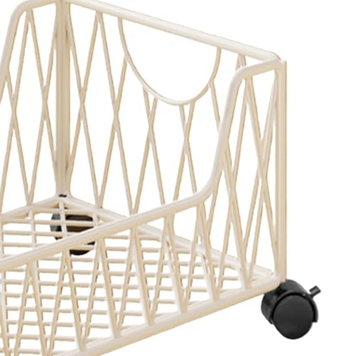 Milageto White Rolling Utility Storage Bin on Wheels Under Desk Book Cart