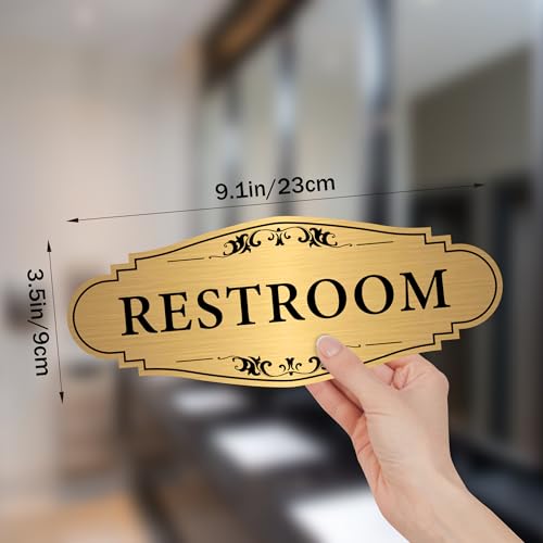 LUHIMO Gold Restroom Sign Sticker - Self-Adhesive Brushed Gold, Unisex 012