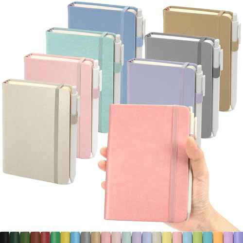 Pocket Small Notebook Journals, 8 Pack (8 Pastel Color) Mini Notebook 3.7x5.7 Journaling Notebooks for Women Men, A6 Hardcover Lined Note Pads with Pens for Work, Business, Travel Journal, Office Supplies