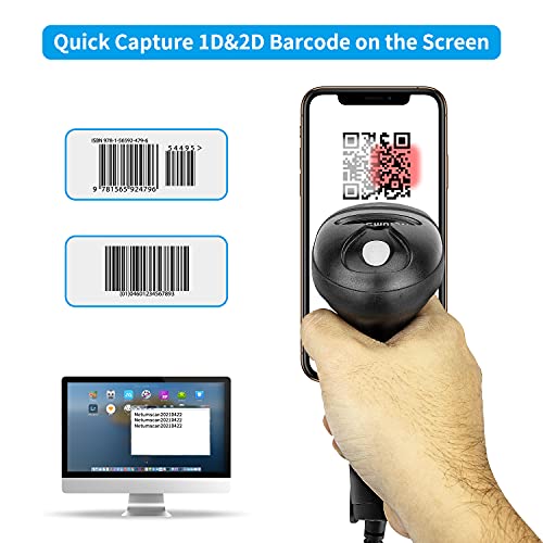 NetumScan Wired USB QR & Barcode Scanner with Adjustable Stand - 1D & 2D Image Bar Code Reader for Store, Supermarket, Warehouse
