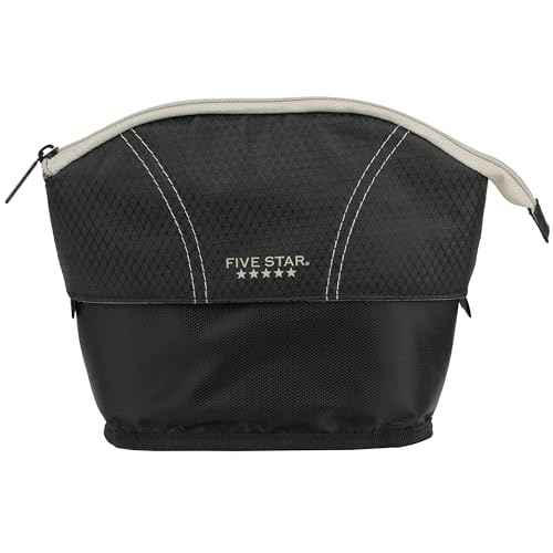 Five Star Pencil Pouch, Pen Case, Quick View Expandable Zipper Pouch, Storage Organizer for School Supplies Earbuds Chargers Cables Makeup, Black/Grey (507610A-ECM)
