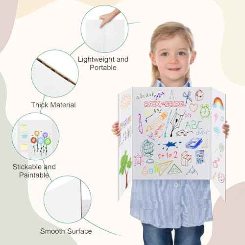 3PCS Trifold Poster Board, 21¡¿14 Inch tri fold Poster Boards, White Corrugated Project Boards for Artwork Showcase, Science Fairs, School Projects, Event Displays, and Business Presentations