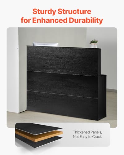 VEVOR 55-Inch L-Shaped Reception Desk with Drawer, Keyboard Tray & Cabinet