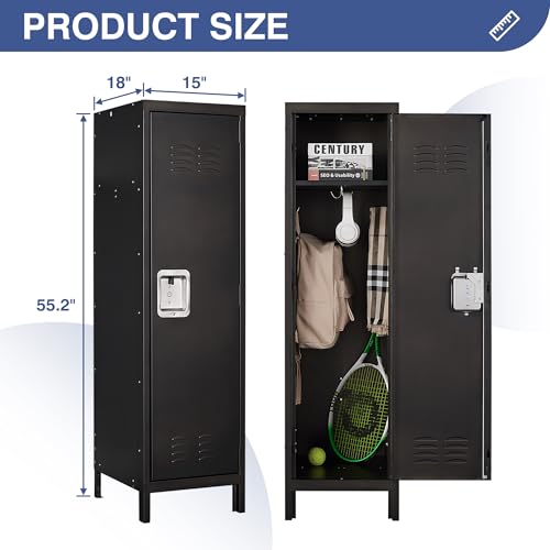 Metal Storage Locker, Lockable Employees Locker with Door, 55" Height