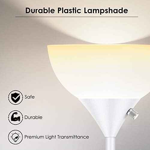 BoostArea Floor Lamp, Standing Lamp, 9W LED, Energy Saving, 50,000hrs Long Lifespan, 3000K Warm White, Eye-Caring,Torchiere Floor Lamps for Living Room,Bedroom,Office,Reading, White Floor Lamps